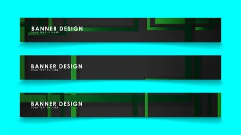 Abstract geometric and rectangular pattern banners with green gradients. Vect Illustrazione stock
