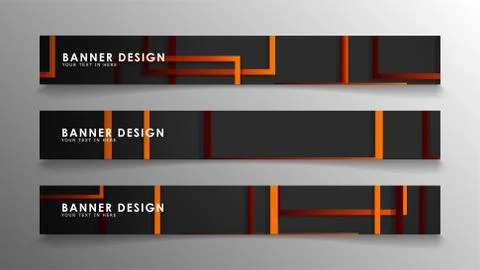 Abstract geometric and rectangular pattern banners with orange gradients Illustrazione stock