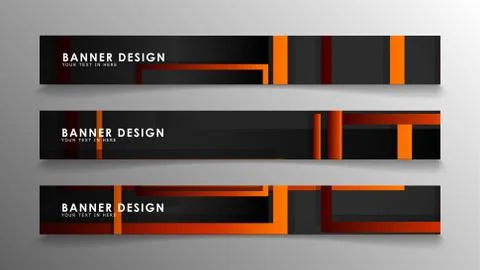 Abstract geometric and rectangular pattern banners with orange gradients Illustrazione stock