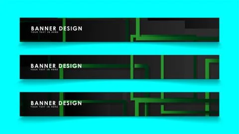 Abstract geometric and rectangular pattern banners with green gradients. Vect Stock Illustration