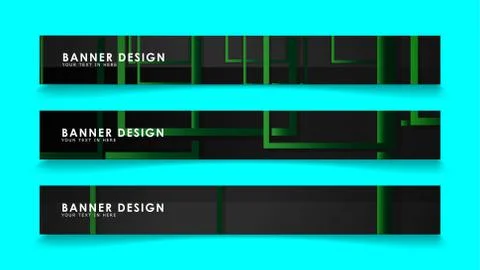 Abstract geometric and rectangular pattern banners with green gradients. Vect Stock Illustration