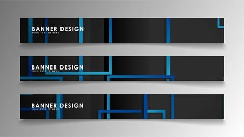 Abstract geometric and rectangular pattern banners with blue gradients. Vecto Stock Illustration