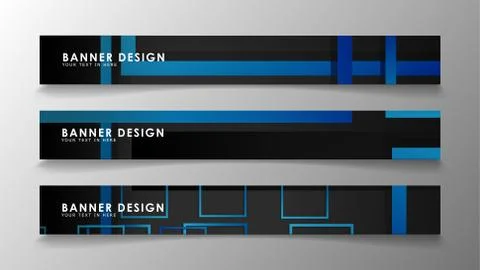 Abstract geometric and rectangular pattern banners with blue gradients. Vecto 库存插图