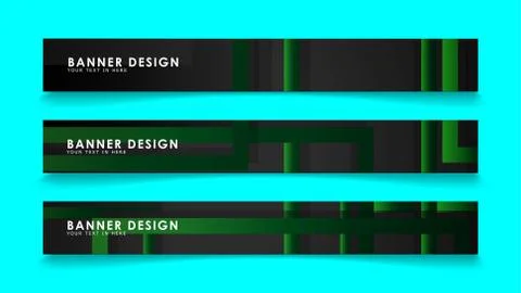 Abstract geometric and rectangular pattern banners with green gradients. Vect Stock Illustration