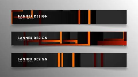 Abstract geometric and rectangular pattern banners with orange gradients Stockillustratie