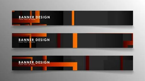 Abstract geometric and rectangular pattern banners with orange gradients Stock Illustration