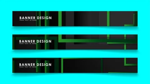 Abstract geometric and rectangular pattern banners with green gradients. Vect 库存插图