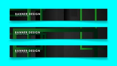 Abstract geometric and rectangular pattern banners with green gradients. Vect Illustrazione stock