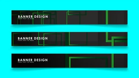 Abstract geometric and rectangular pattern banners with green gradients. Vect Illustrazione stock
