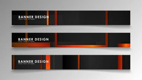 Abstract geometric and rectangular pattern banners with orange gradients Stock Illustration