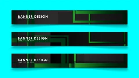 Abstract geometric and rectangular pattern banners with green gradients. Vect Illustrazione stock