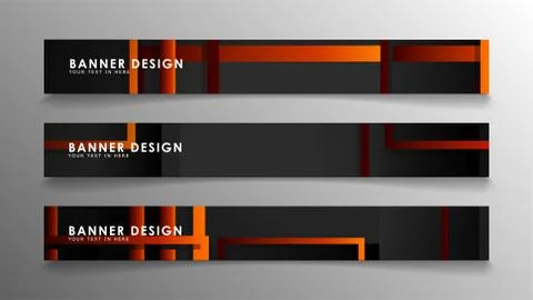 Abstract geometric and rectangular pattern banners with orange gradients Illustrazione stock