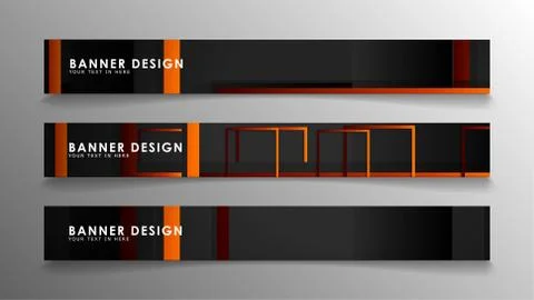 Abstract geometric and rectangular pattern banners with orange gradients Illustrazione stock