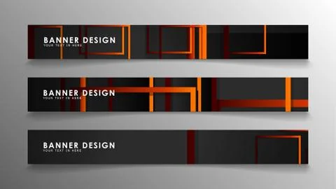 Abstract geometric and rectangular pattern banners with orange gradients Illustrazione stock