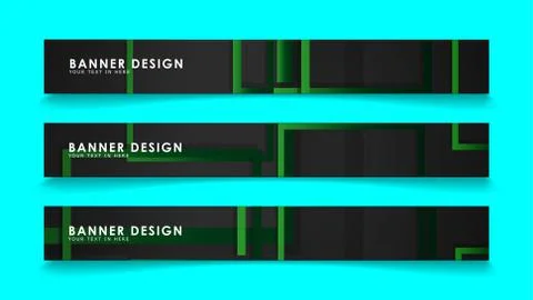 Abstract geometric and rectangular pattern banners with green gradients. Vect Illustrazione stock