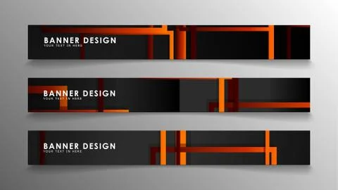 Abstract geometric and rectangular pattern banners with orange gradients Illustrazione stock