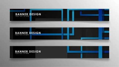 Abstract geometric and rectangular pattern banners with blue gradients. Vecto Illustrazione stock