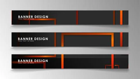 Abstract geometric and rectangular pattern banners with orange gradients 库存插图