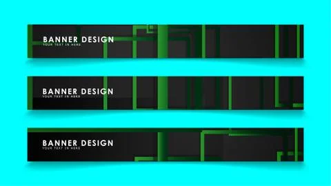 Abstract geometric and rectangular pattern banners with green gradients. Vect Illustrazione stock