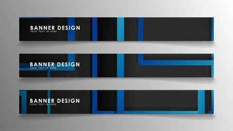 Abstract geometric and rectangular pattern banners with blue gradients. Vecto Stockillustratie