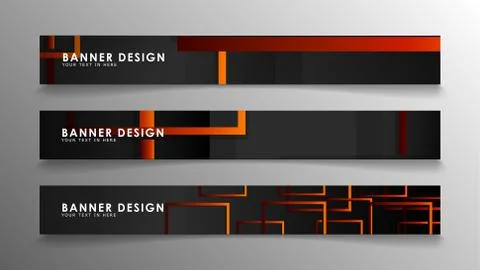 Abstract geometric and rectangular pattern banners with orange gradients Stock Illustration