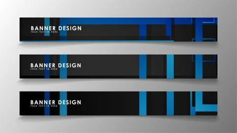 Abstract geometric and rectangular pattern banners with blue gradients. Vecto Illustrazione stock