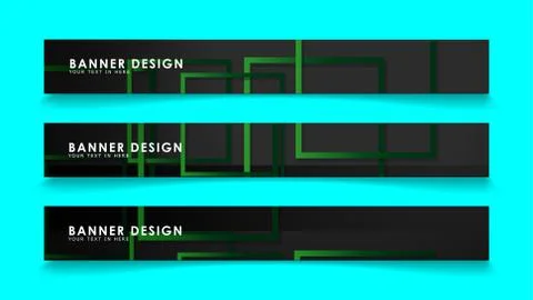 Abstract geometric and rectangular pattern banners with green gradients. Vect Illustrazione stock
