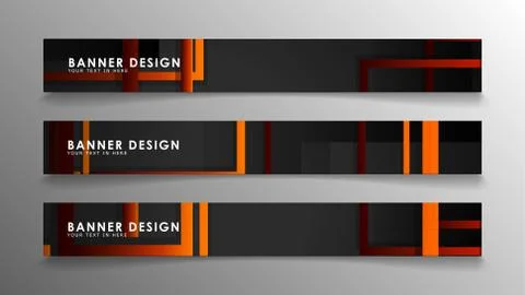 Abstract geometric and rectangular pattern banners with orange gradients Stock Illustration