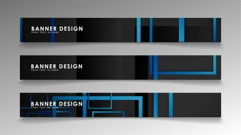 Abstract geometric and rectangular pattern banners with blue gradients. Vecto Illustrazione stock