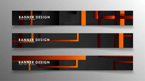 Abstract geometric and rectangular pattern banners with orange gradients Illustrazione stock