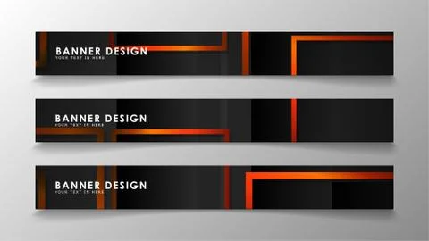 Abstract geometric and rectangular pattern banners with orange gradients Stock Illustration