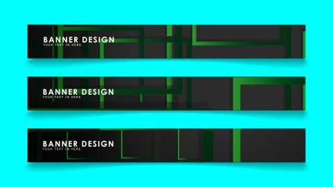 Abstract geometric and rectangular pattern banners with green gradients. Vect Illustrazione stock
