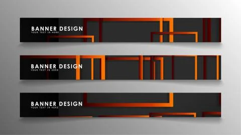 Abstract geometric and rectangular pattern banners with orange gradients Stock Illustration