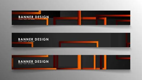 Abstract geometric and rectangular pattern banners with orange gradients Illustrazione stock