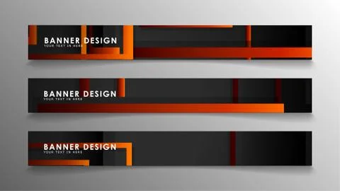 Abstract geometric and rectangular pattern banners with orange gradients Stock Illustration