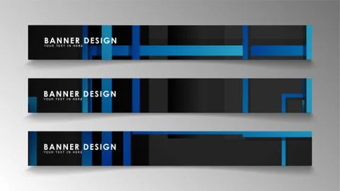 Abstract geometric and rectangular pattern banners with blue gradients. Vecto Illustrazione stock