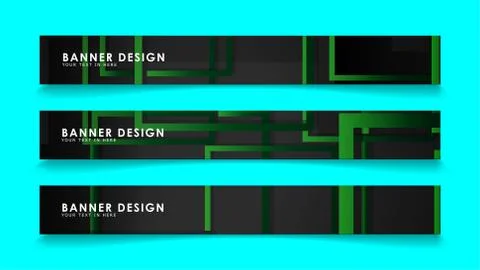 Abstract geometric and rectangular pattern banners with green gradients. Vect Stock Illustration