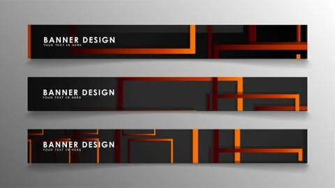 Abstract geometric and rectangular pattern banners with orange gradients Illustrazione stock