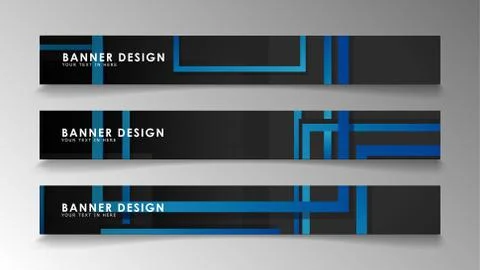 Abstract geometric and rectangular pattern banners with blue gradients. Vecto Stock Illustration