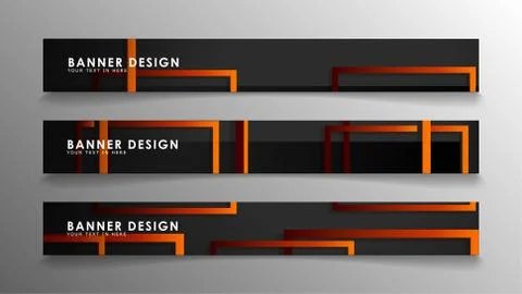 Abstract geometric and rectangular pattern banners with orange gradients Stock Illustration