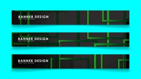 Abstract geometric and rectangular pattern banners with green gradients. Vect Illustrazione stock