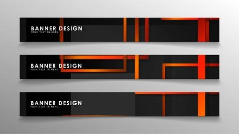 Abstract geometric and rectangular pattern banners with orange gradients Illustrazione stock