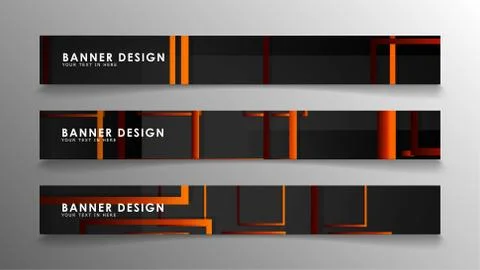 Abstract geometric and rectangular pattern banners with orange gradients Illustrazione stock