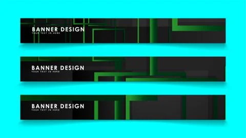 Abstract geometric and rectangular pattern banners with green gradients. Vect イラスト素材