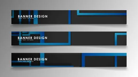 Abstract geometric and rectangular pattern banners with blue gradients. Vecto Stock Illustration