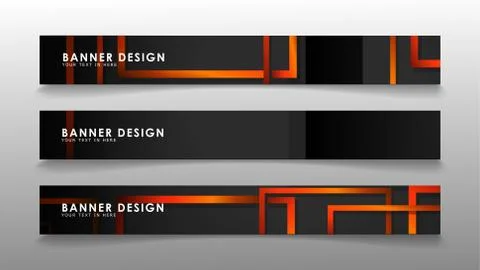 Abstract geometric and rectangular pattern banners with orange gradients Stock Illustration