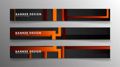 Abstract geometric and rectangular pattern banners with orange gradients Illustrazione stock