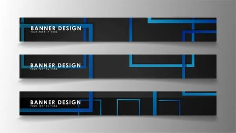 Abstract geometric and rectangular pattern banners with blue gradients. Vecto イラスト素材