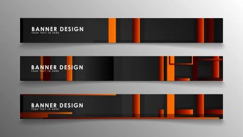 Abstract geometric and rectangular pattern banners with orange gradients Illustrazione stock