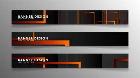 Abstract geometric and rectangular pattern banners with orange gradients Stock Illustration